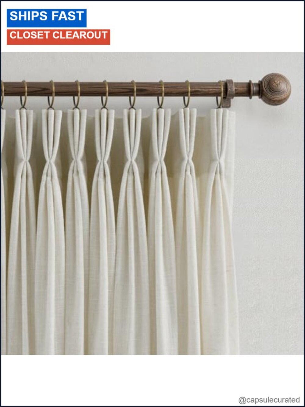Triple Pinch Pleated Linen Blend Curtains 90 Inch 2 Panel Set Light Filtering